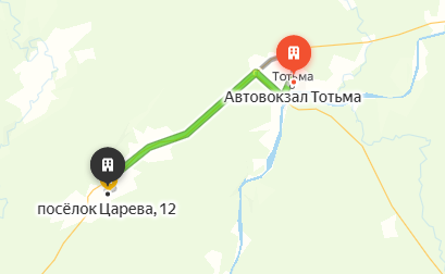 Проезд от автостанции г. Тотьма в поселок Царева